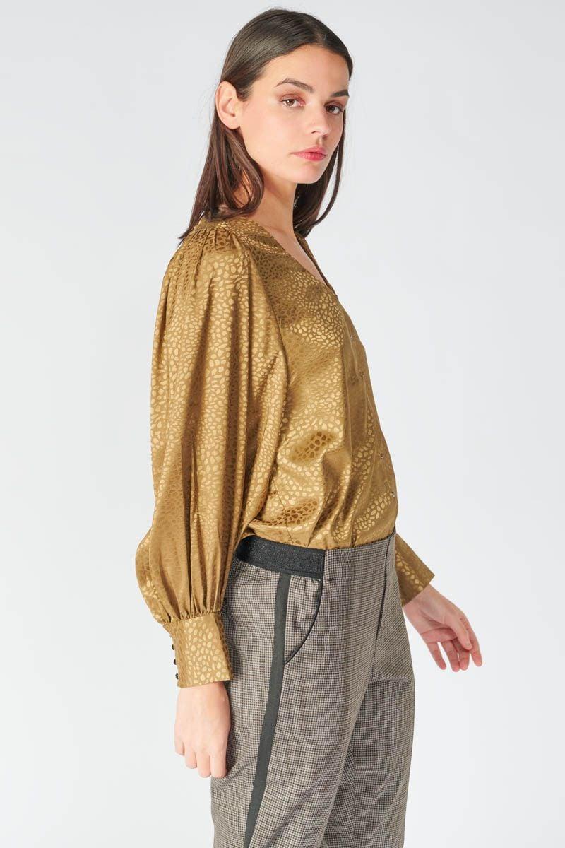 Le Temps Des Cerises Blouse Capria En Jacquard Doré