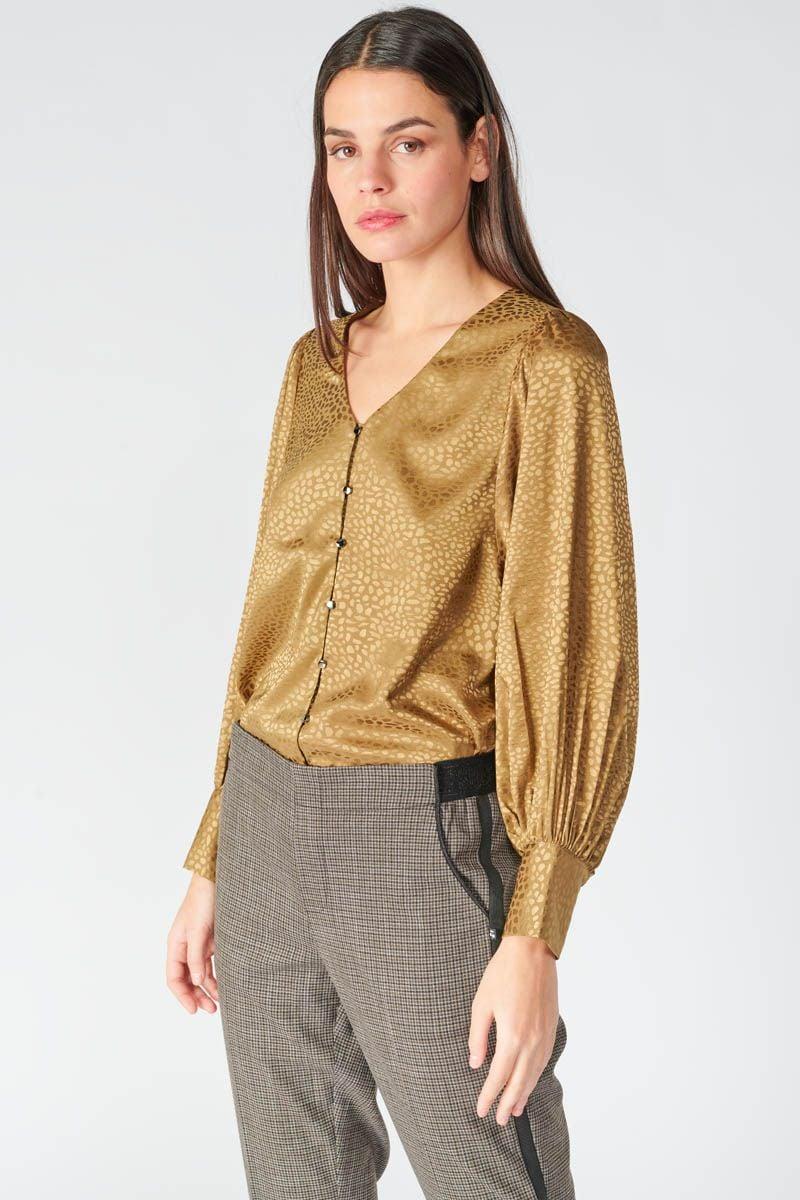 Le Temps Des Cerises Blouse Capria En Jacquard Doré