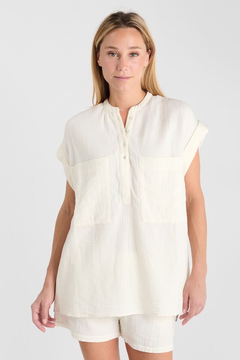 Le Temps Des Cerises Blouse Claudie écrue En Gaze De Coton