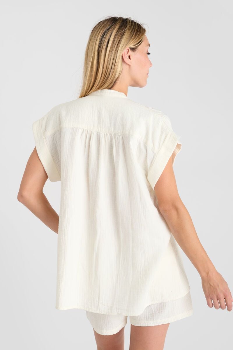 Le Temps Des Cerises Blouse Claudie écrue En Gaze De Coton