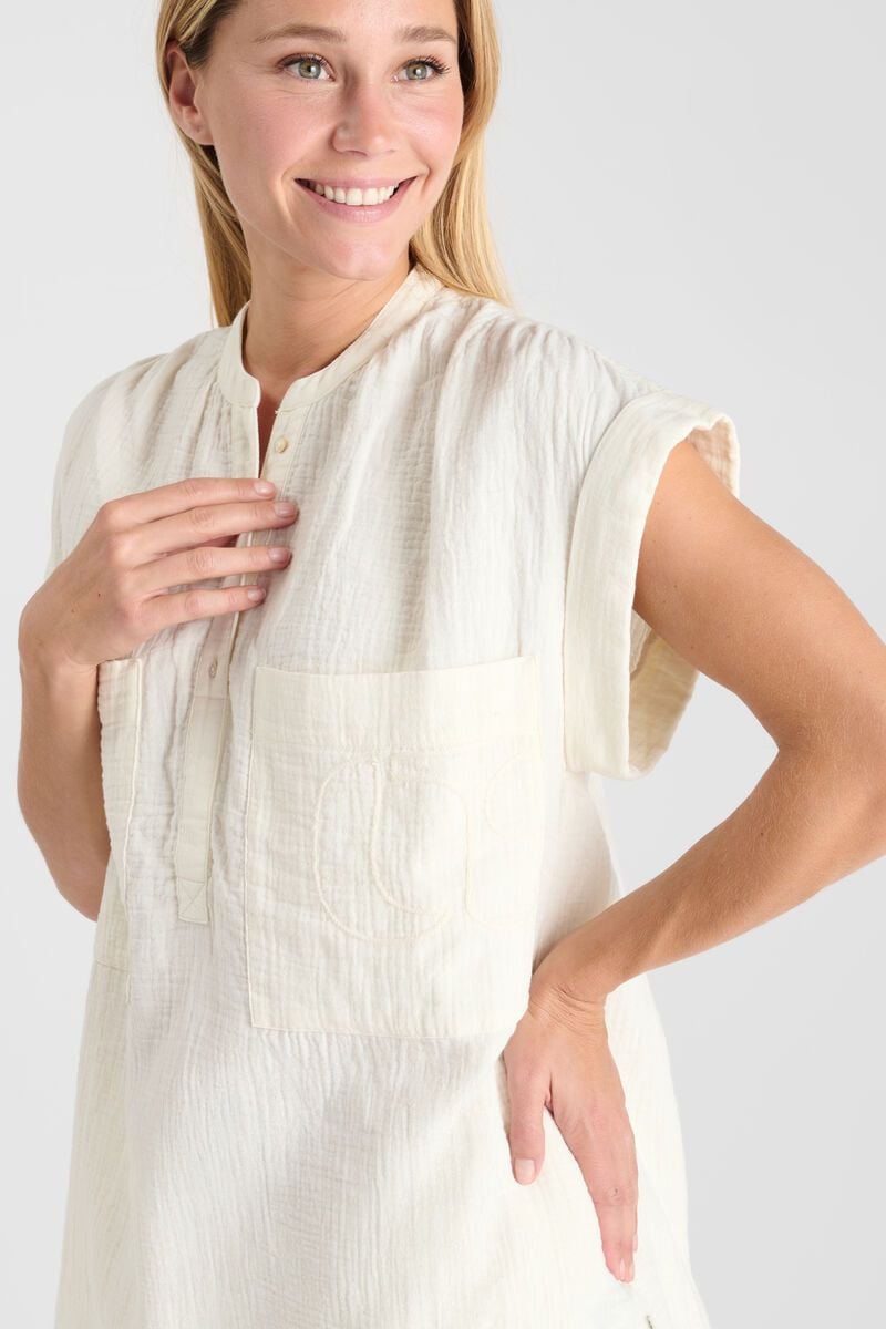 le temps des cerises Blouse Claudie écrue en gaze de coton