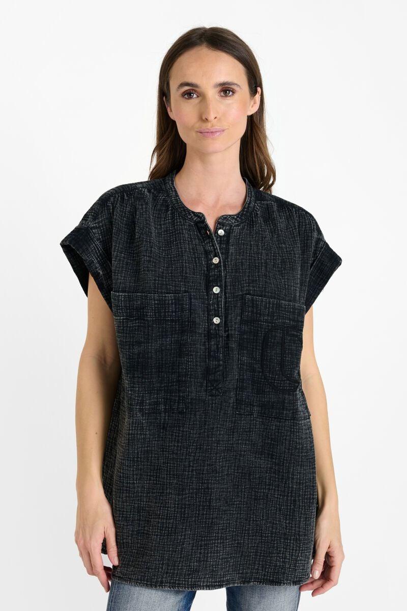 le temps des cerises Blouse Claudie noire en gaze de coton