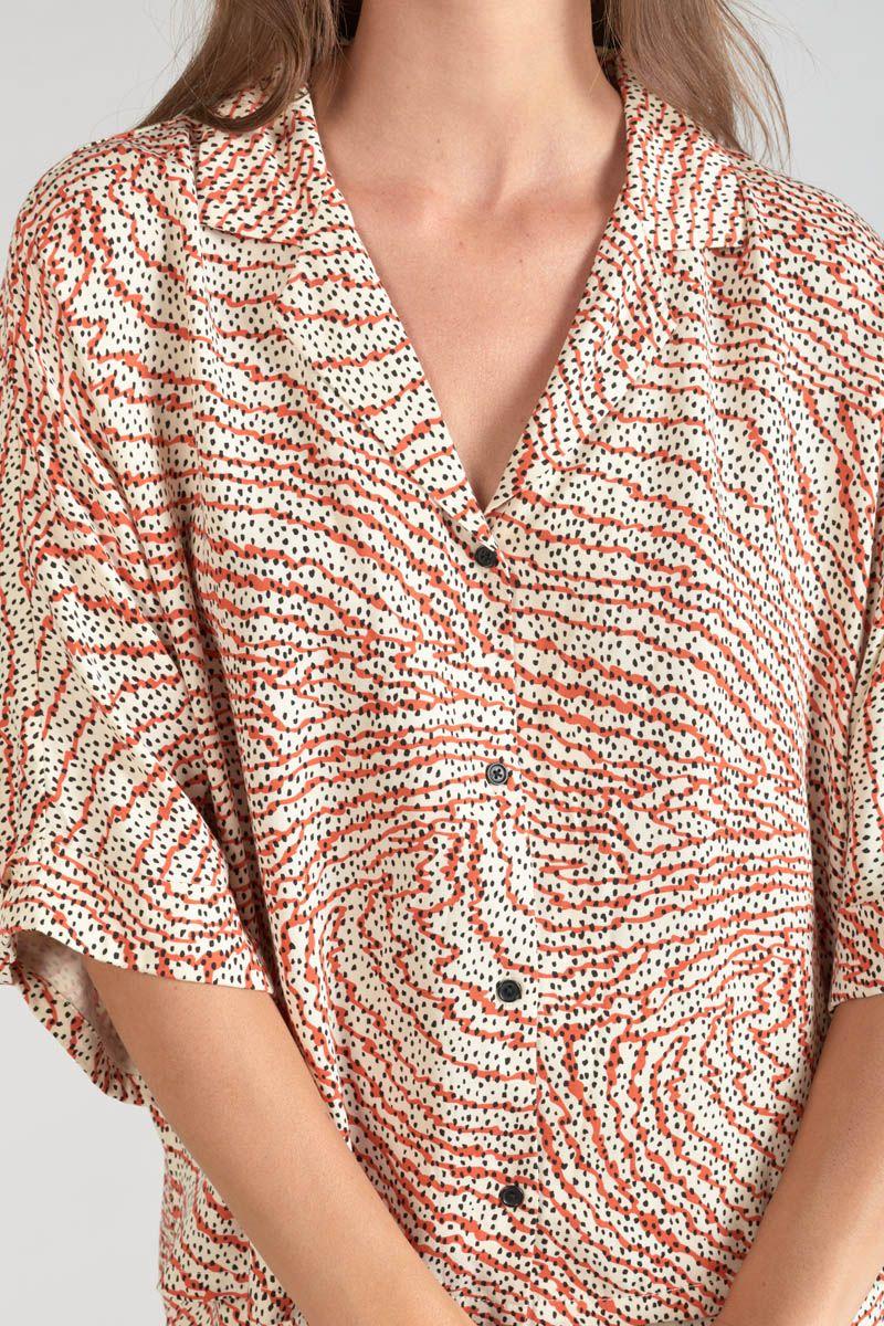 Le Temps Des Cerises Blouse Freila à Motif Orange Et Noir