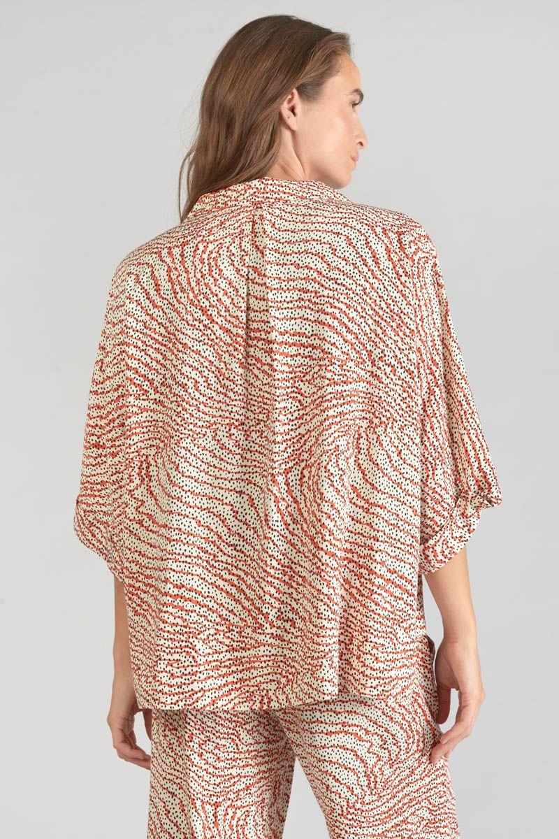 Le Temps Des Cerises Blouse Freila à Motif Orange Et Noir