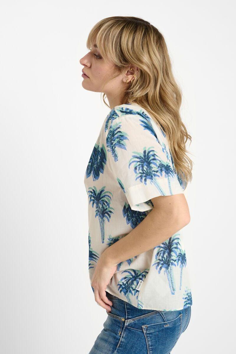 Le Temps Des Cerises Blouse Hope Blanche à Motif Palmier