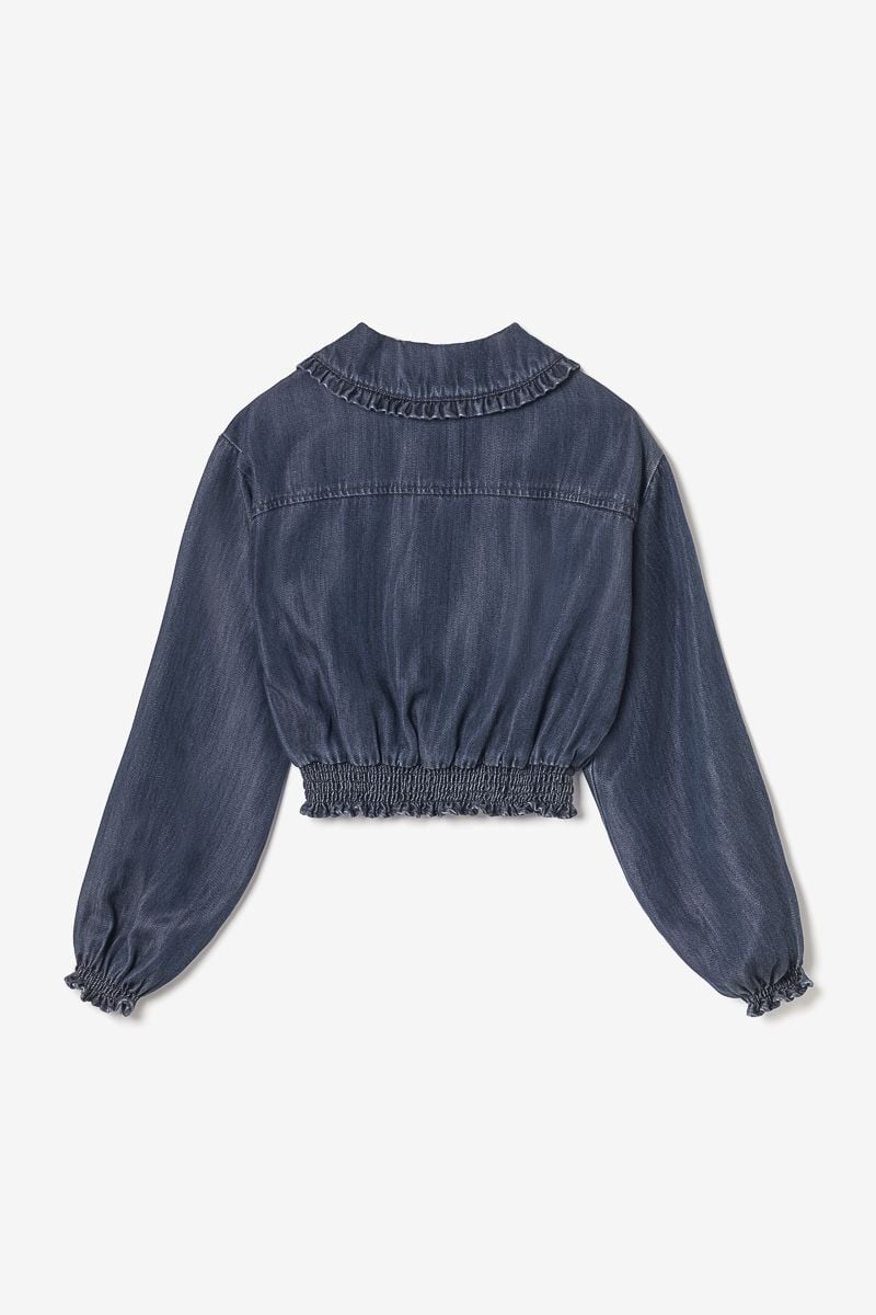 Le Temps Des Cerises Blouse Macchigi En Tencel Bleu