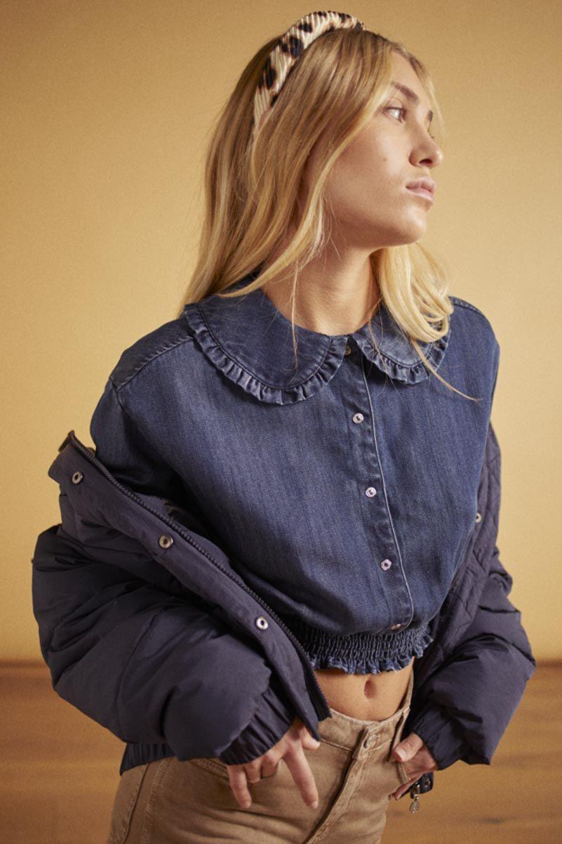 le temps des cerises Blouse Macchigi en tencel bleu