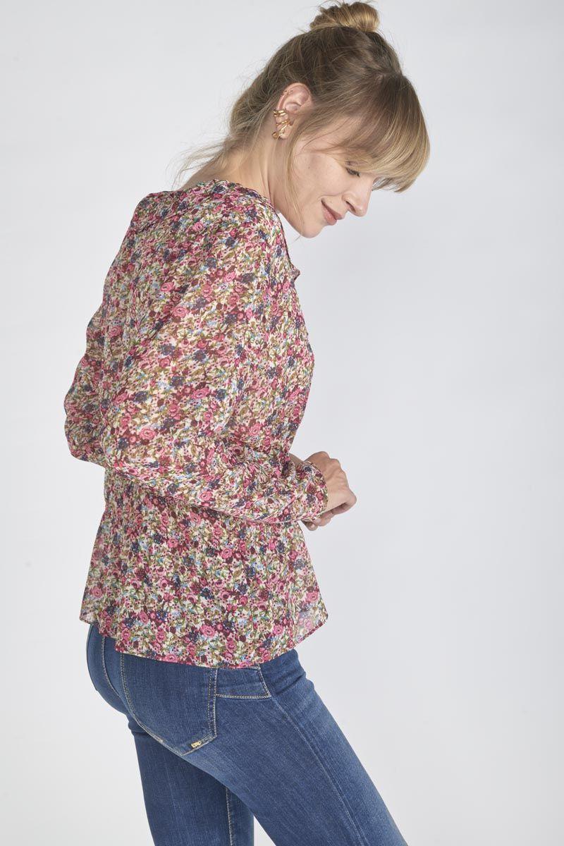 Le Temps Des Cerises Blouse Magda à Motif Fleuri Rose