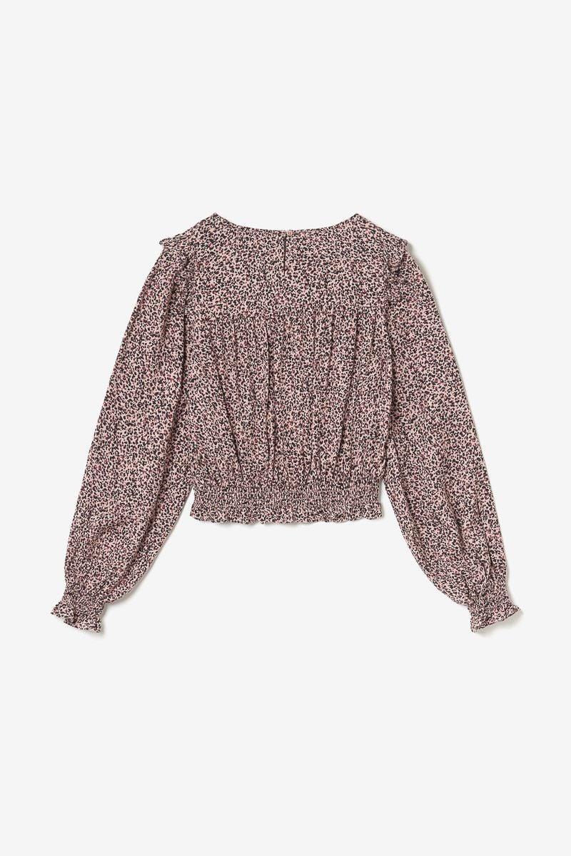 Le Temps Des Cerises Blouse Midgi Rose à Motif Léopard