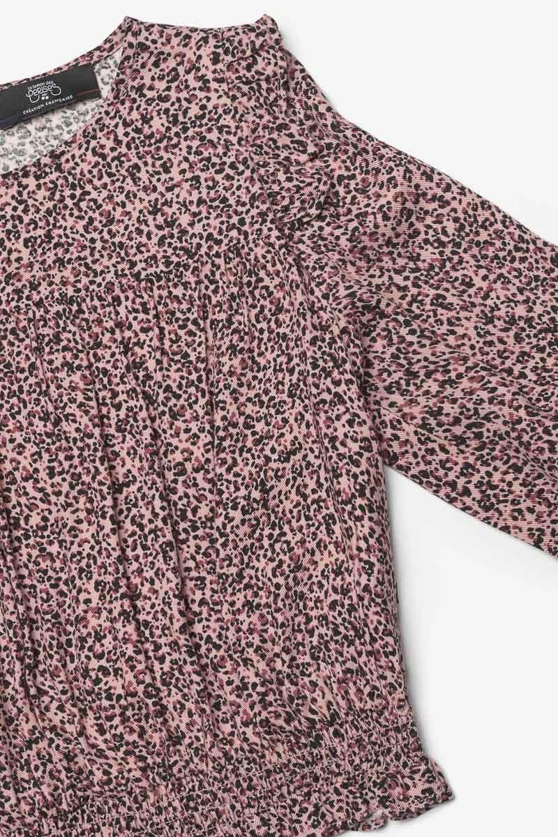 Le Temps Des Cerises Blouse Midgi Rose à Motif Léopard