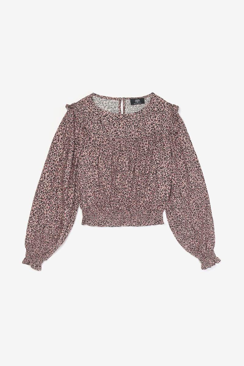 Le Temps Des Cerises Blouse Midgi Rose à Motif Léopard