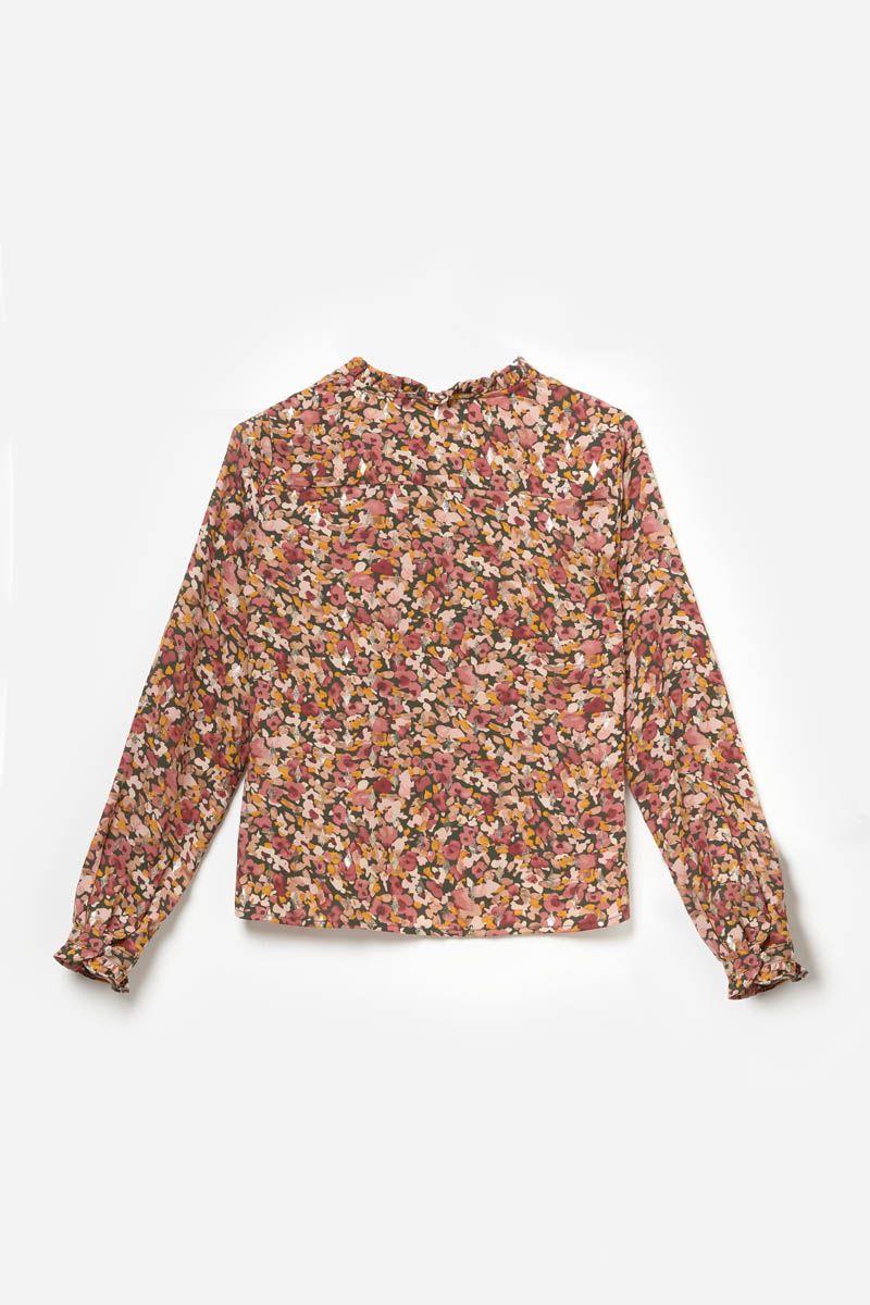 Le Temps Des Cerises Blouse Rossgi à Motif Fleuri Vieux Rose