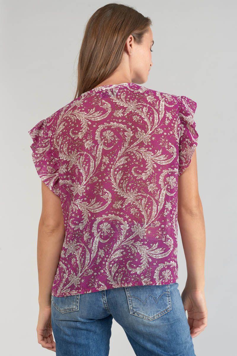 Le Temps Des Cerises Blouse Suri Violine à Motif Cachemire