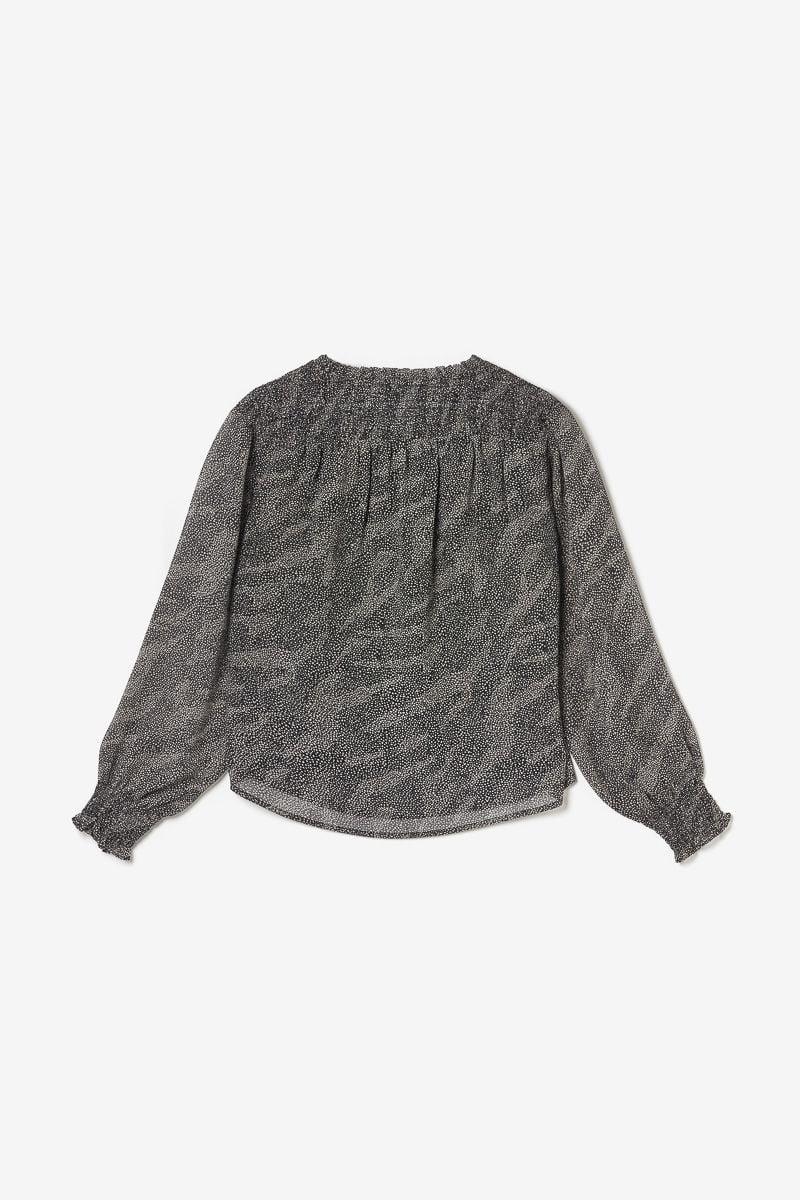 Le Temps Des Cerises Blouse Winnygi Noire à Motif Animalier