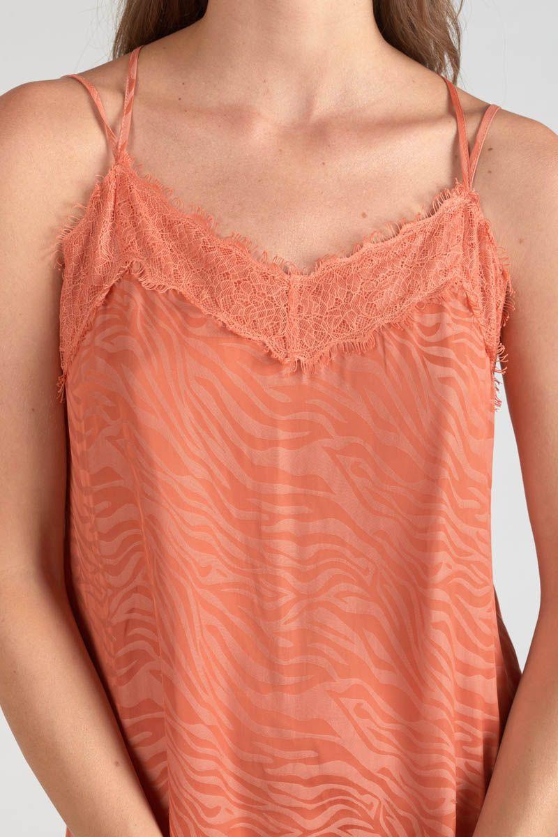 Le Temps Des Cerises Caraco Ayek En Jacquard Orange Corail