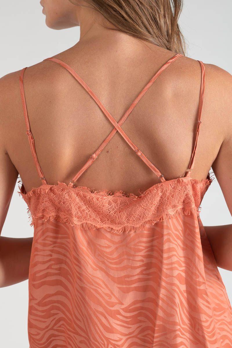 Le Temps Des Cerises Caraco Ayek En Jacquard Orange Corail