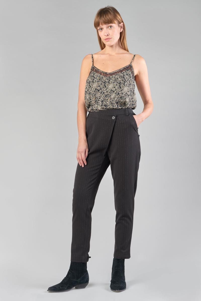 Le Temps Des Cerises Caraco Elinor Noir à Motif Fleuri