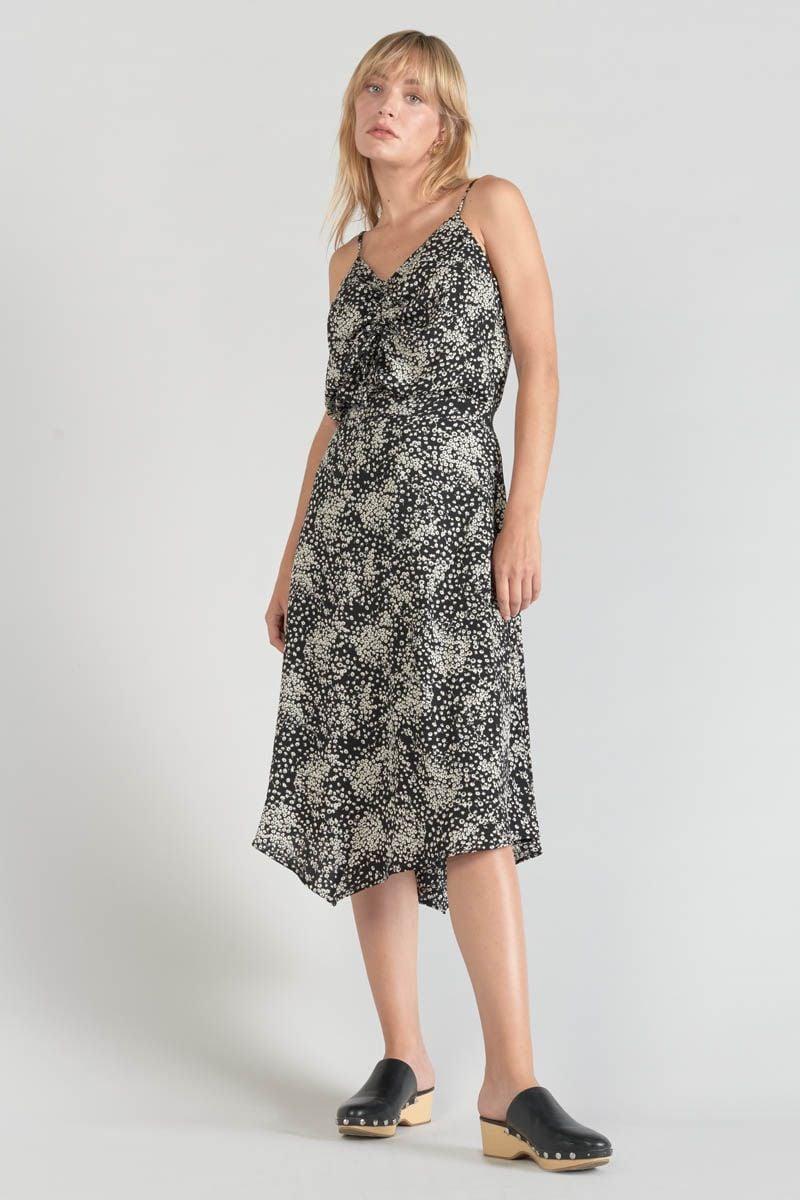 Le Temps Des Cerises Caraco Veronic à Motif Fleuri Noir Et Blanc