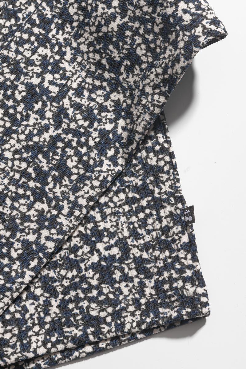Le Temps Des Cerises Cardigan Alvagi à Motif Floral Bleu Nuit Et Blanc