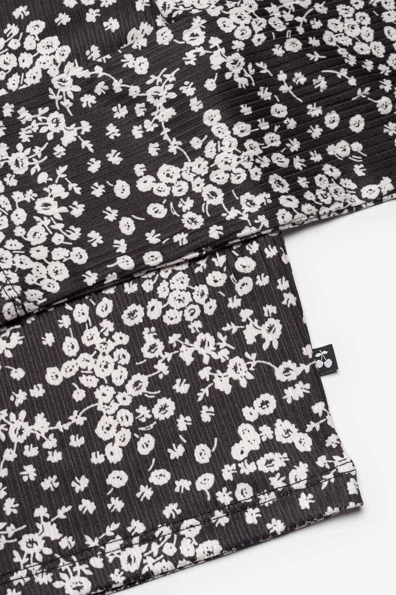 Le Temps Des Cerises Cardigan Comegi à Motif Floral Noir Et Blanc
