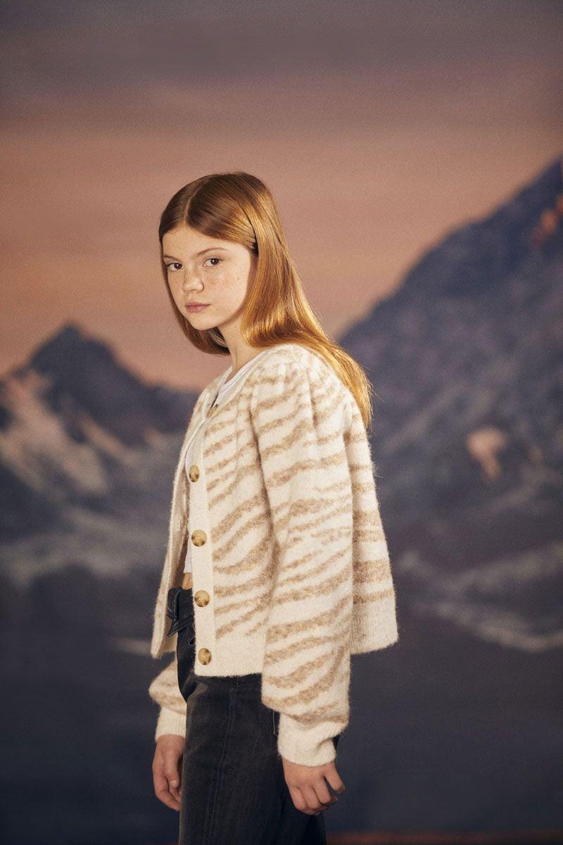 Le Temps Des Cerises Cardigan Karelgi Ivoire à Motif Zébré