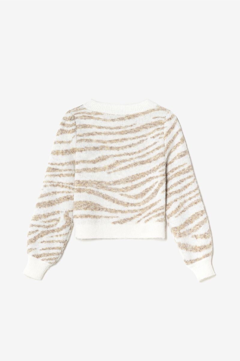 Le Temps Des Cerises Cardigan Karelgi Ivoire à Motif Zébré