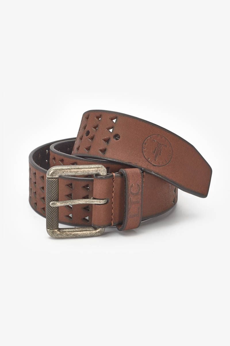 le temps des cerises Ceinture Bartal en cuir marron