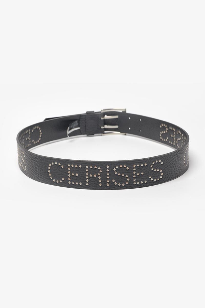 Le Temps Des Cerises Ceinture Clouty En Cuir Noir Clouté