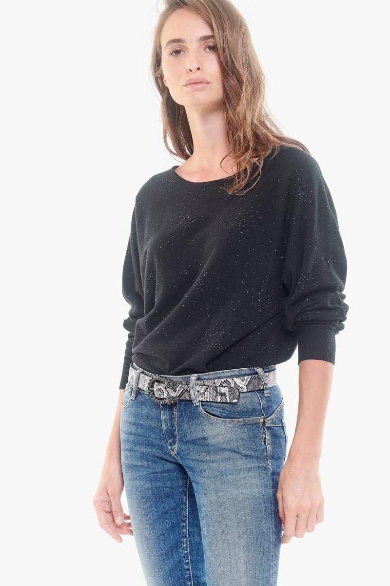 Le Temps Des Cerises Ceinture En Cuir Bey Motif Python Grise