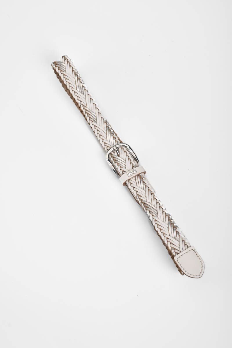 Le Temps Des Cerises Ceinture Jakarta En Cuir Blanc Et Argenté