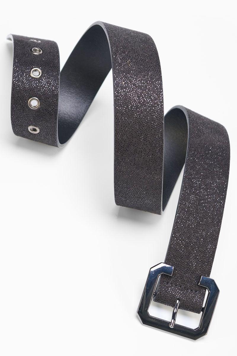 Le Temps Des Cerises Ceinture Julia En Cuir Noir Brillant
