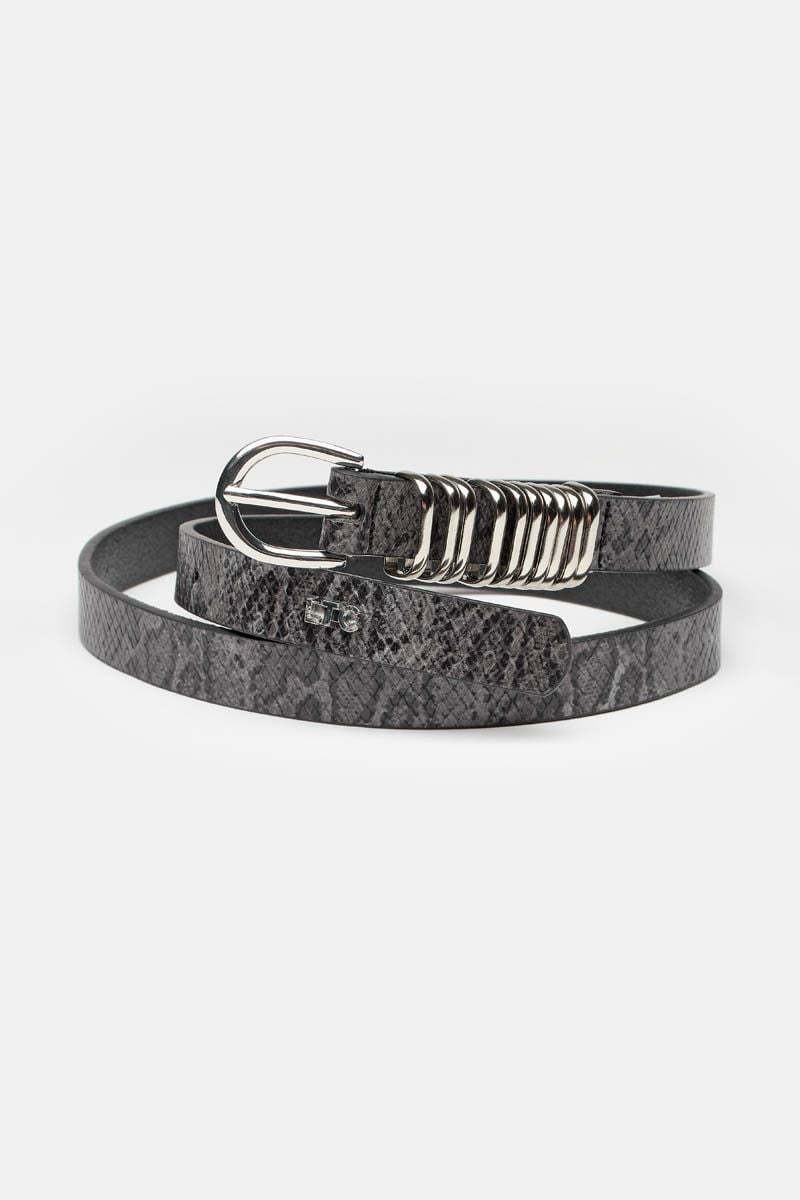 le temps des cerises Ceinture Lemmy en cuir effet python grise