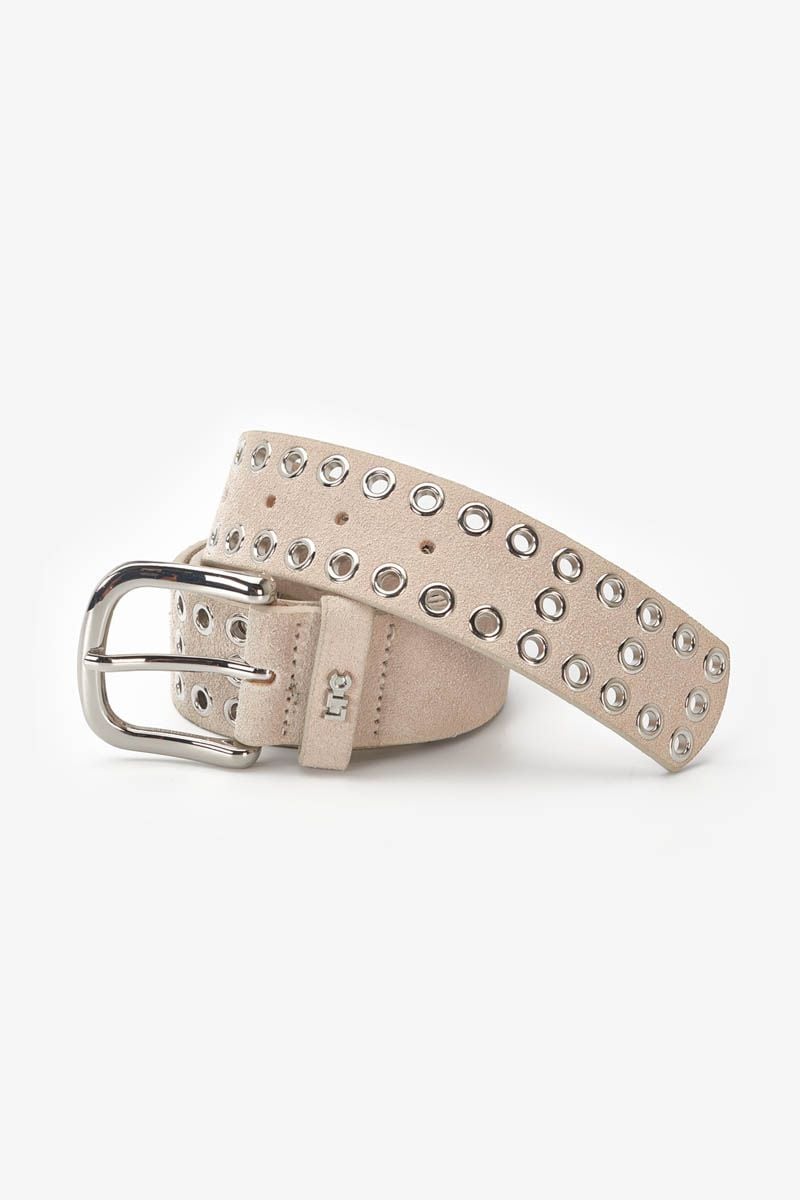 le temps des cerises Ceinture Lucia en cuir velours crème