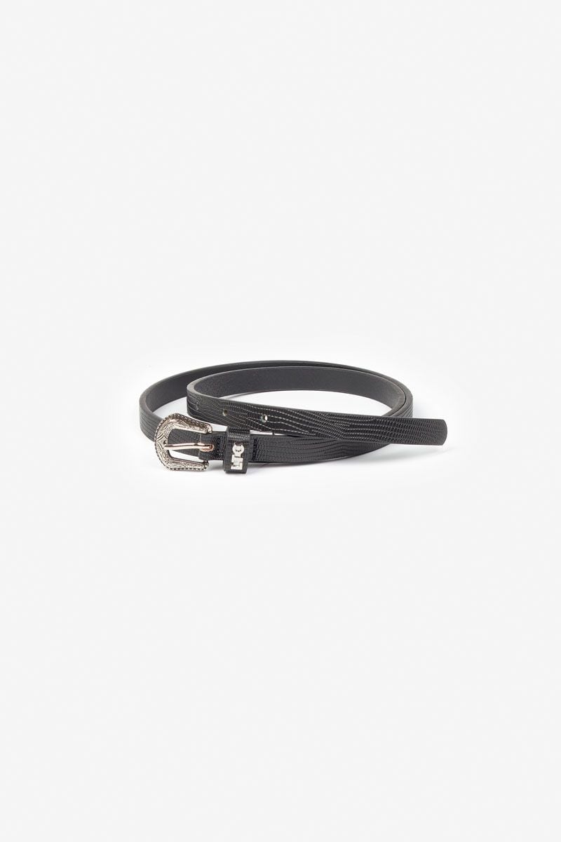 Le Temps Des Cerises Ceinture Miniwest Noire à Motif Croco