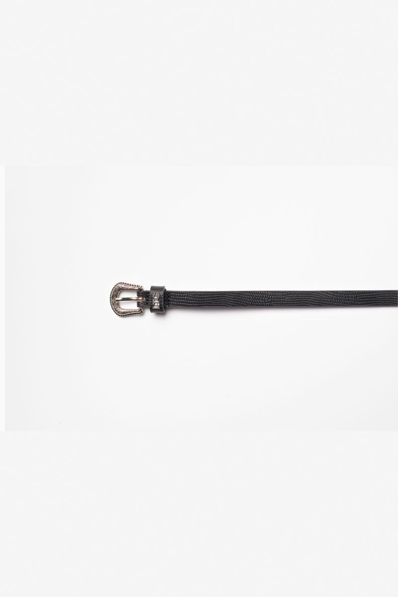 Le Temps Des Cerises Ceinture Miniwest Noire à Motif Croco