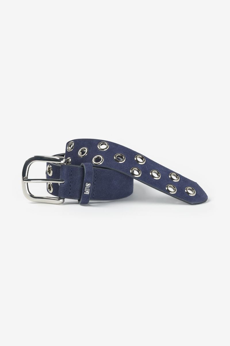 le temps des cerises Ceinture Minog en daim bleu marine