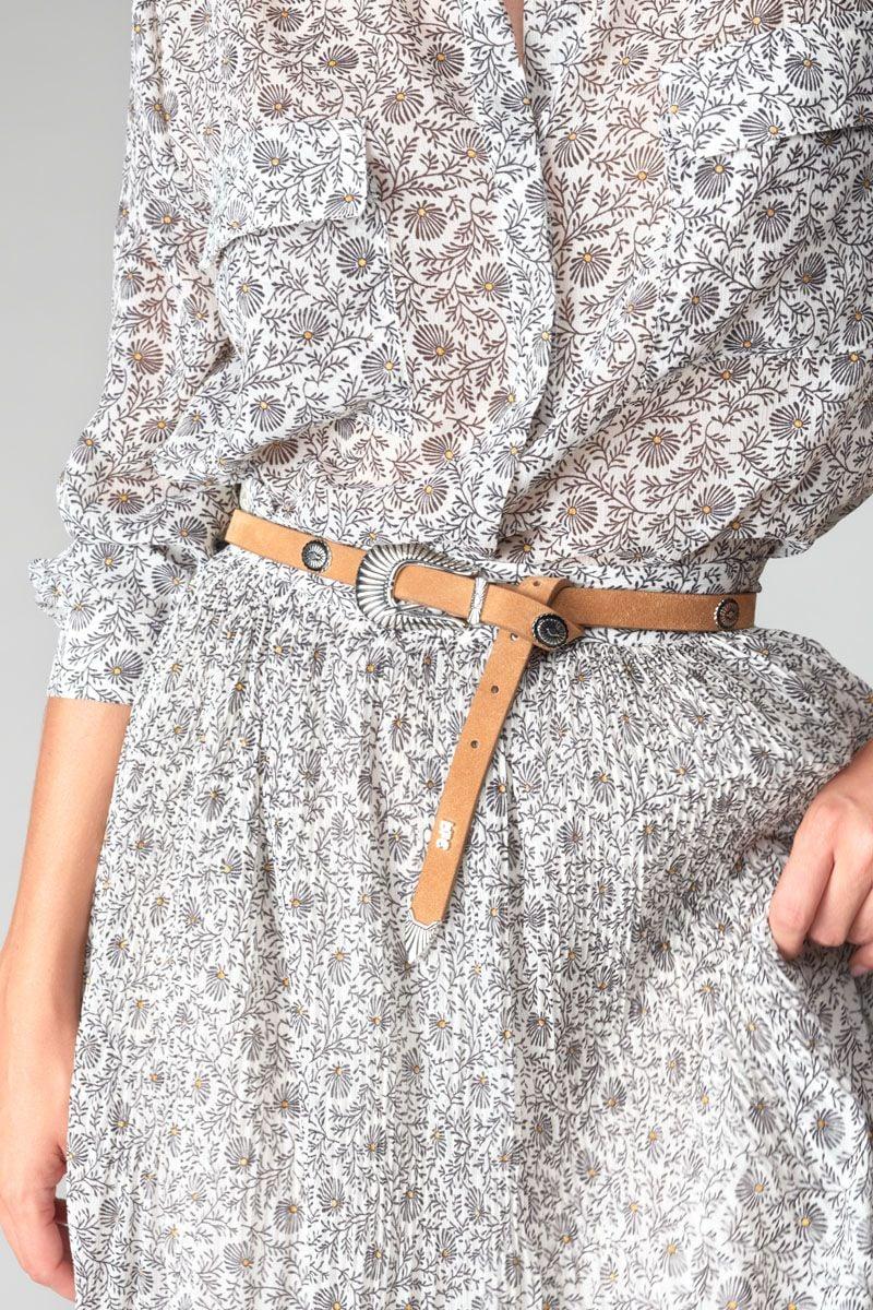 Le Temps Des Cerises Ceinture Muscari En Cuir Marron