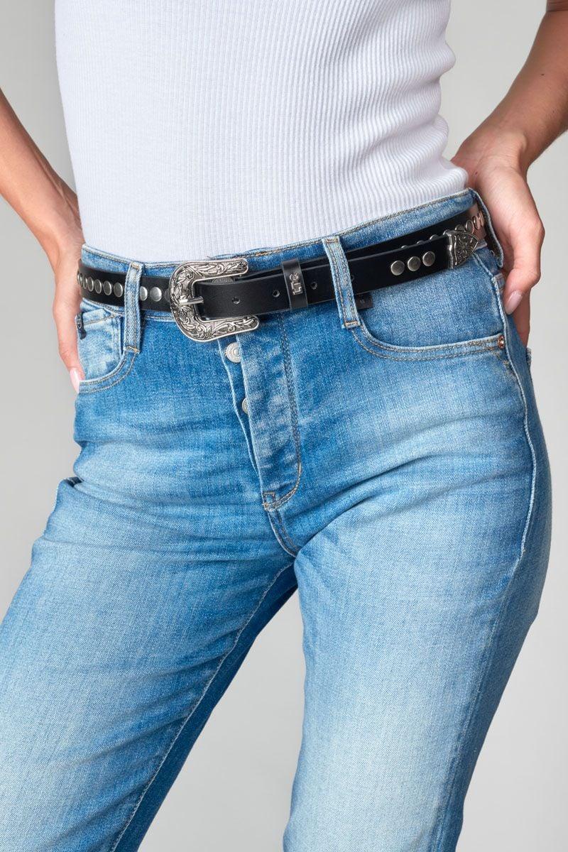 Le Temps Des Cerises Ceinture Nigelle En Cuir Noire