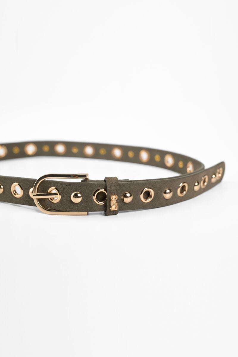 Le Temps Des Cerises Ceinture Study En Cuir Velours Kaki