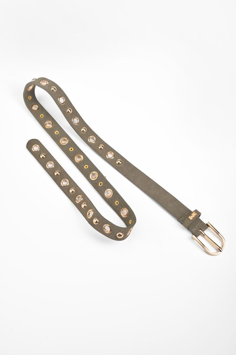 Le Temps Des Cerises Ceinture Study En Cuir Velours Kaki