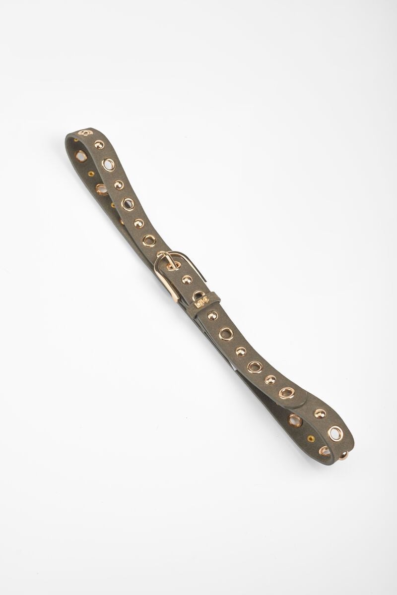 Le Temps Des Cerises Ceinture Study En Cuir Velours Kaki