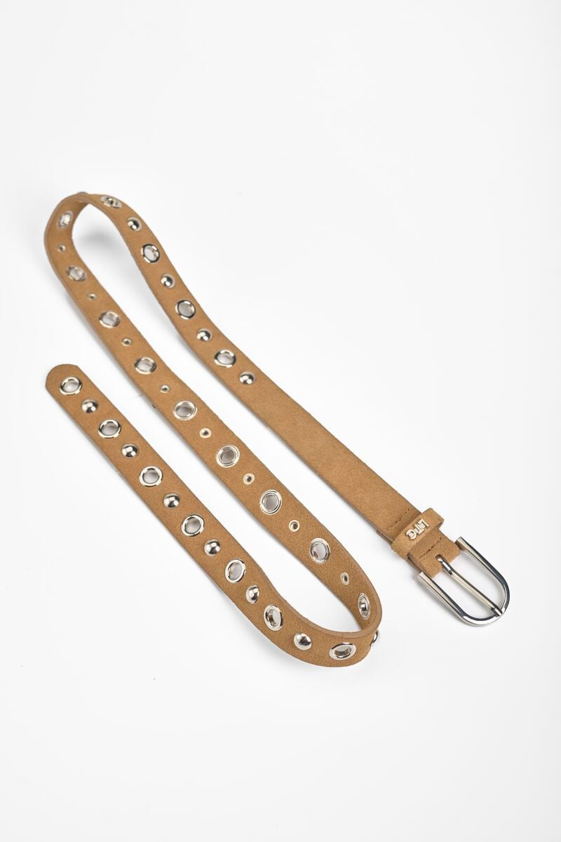 Le Temps Des Cerises Ceinture Study En Cuir Velours Marron