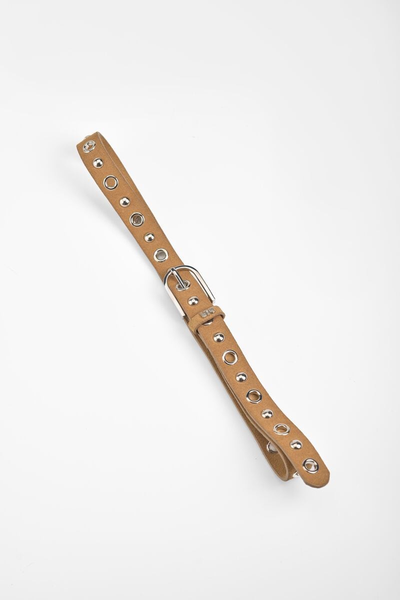 Le Temps Des Cerises Ceinture Study En Cuir Velours Marron