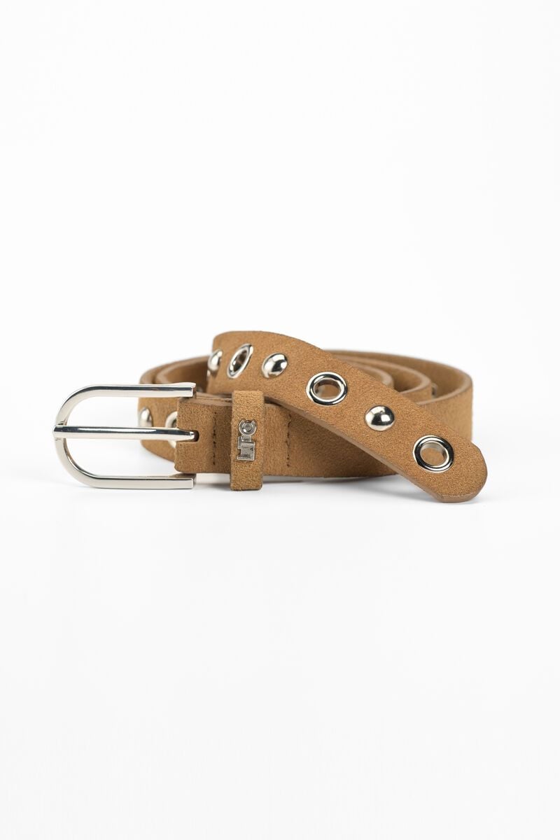 le temps des cerises Ceinture Study en cuir velours marron