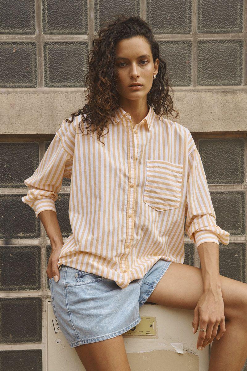 le temps des cerises Chemise Ariana à rayures orange