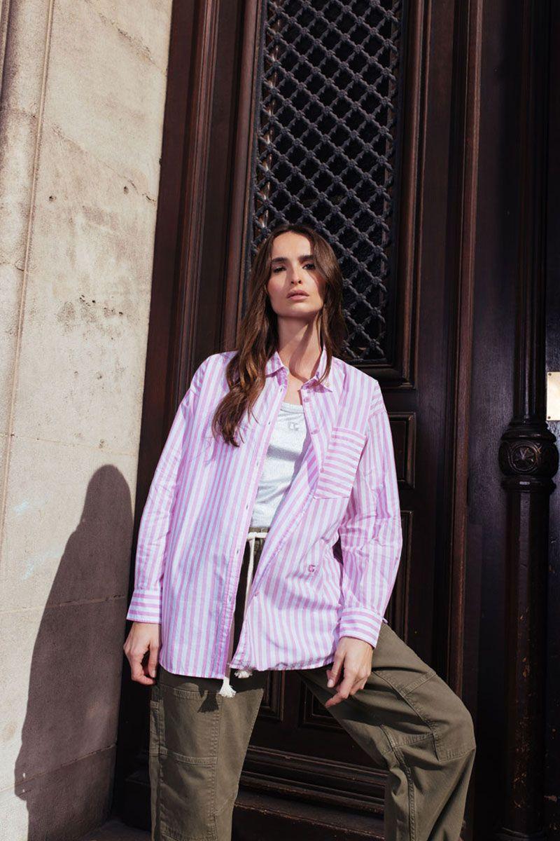 le temps des cerises Chemise Ariana à rayures roses