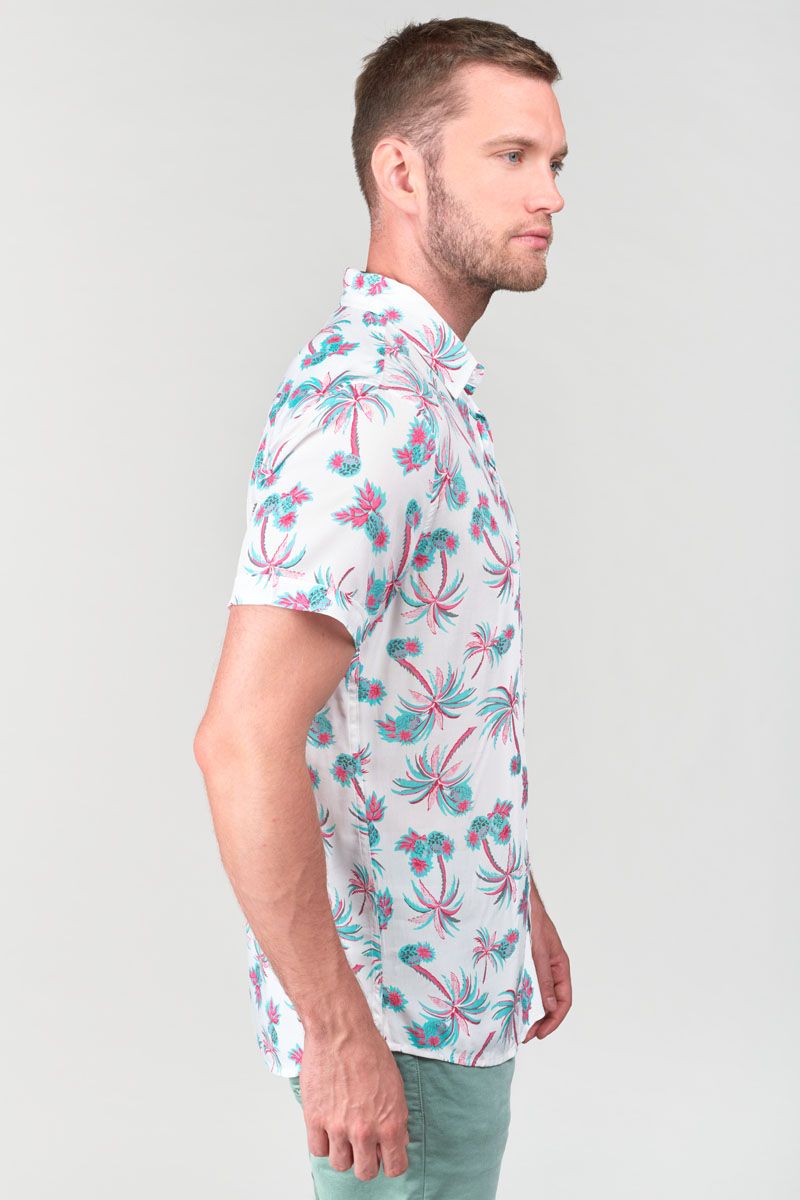 Le Temps Des Cerises Chemise Bamas Blanche à Motif Palmier
