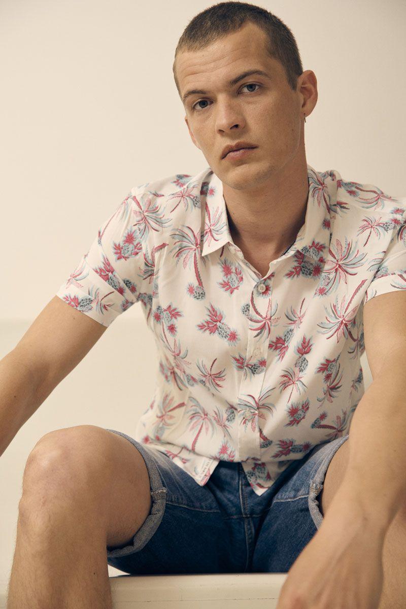 le temps des cerises Chemise Bamas blanche à motif palmier