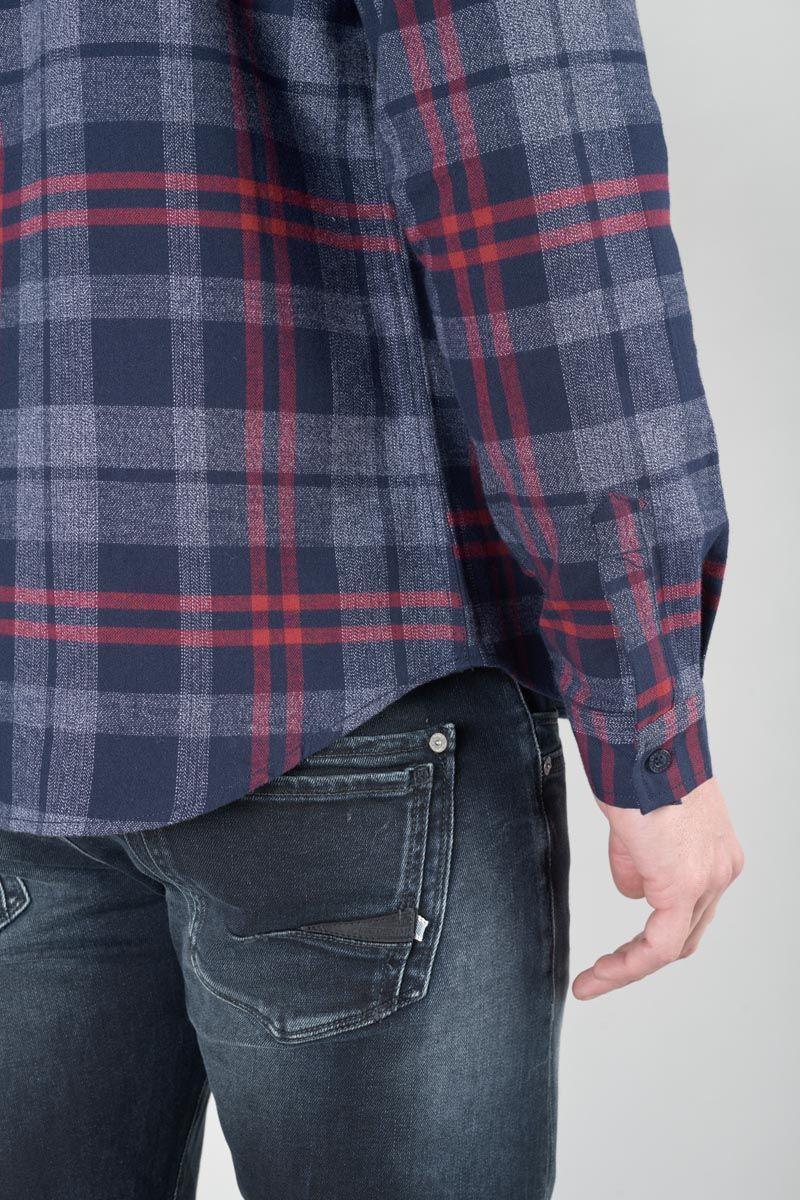 Le Temps Des Cerises Chemise Baste à Carreaux Bleu Marine