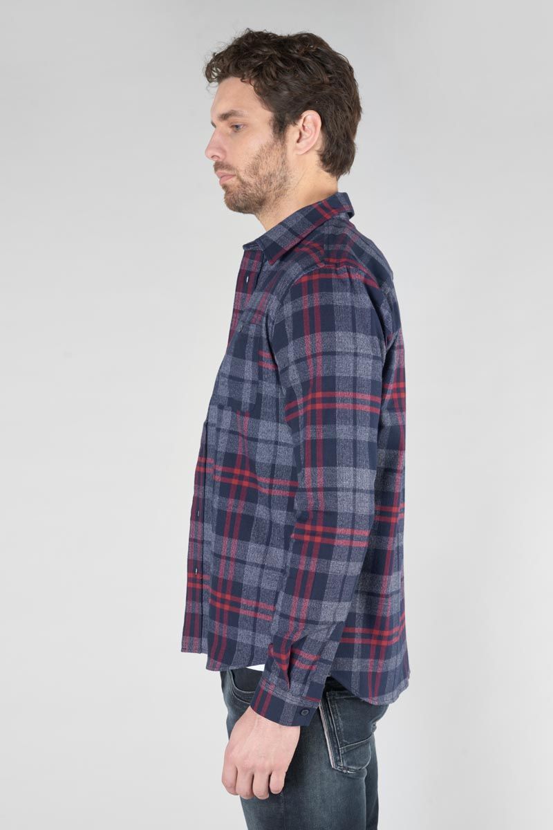 Le Temps Des Cerises Chemise Baste à Carreaux Bleu Marine